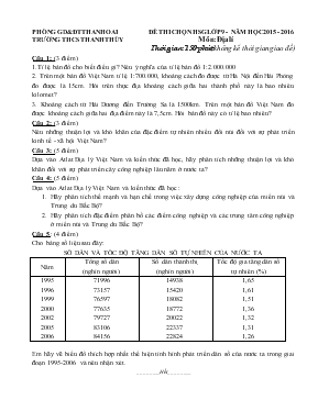 Đề thi chọn học sinh giỏi lớp 9 - Năm học 2015 - 2016 môn địa lí thời gian 150 phút